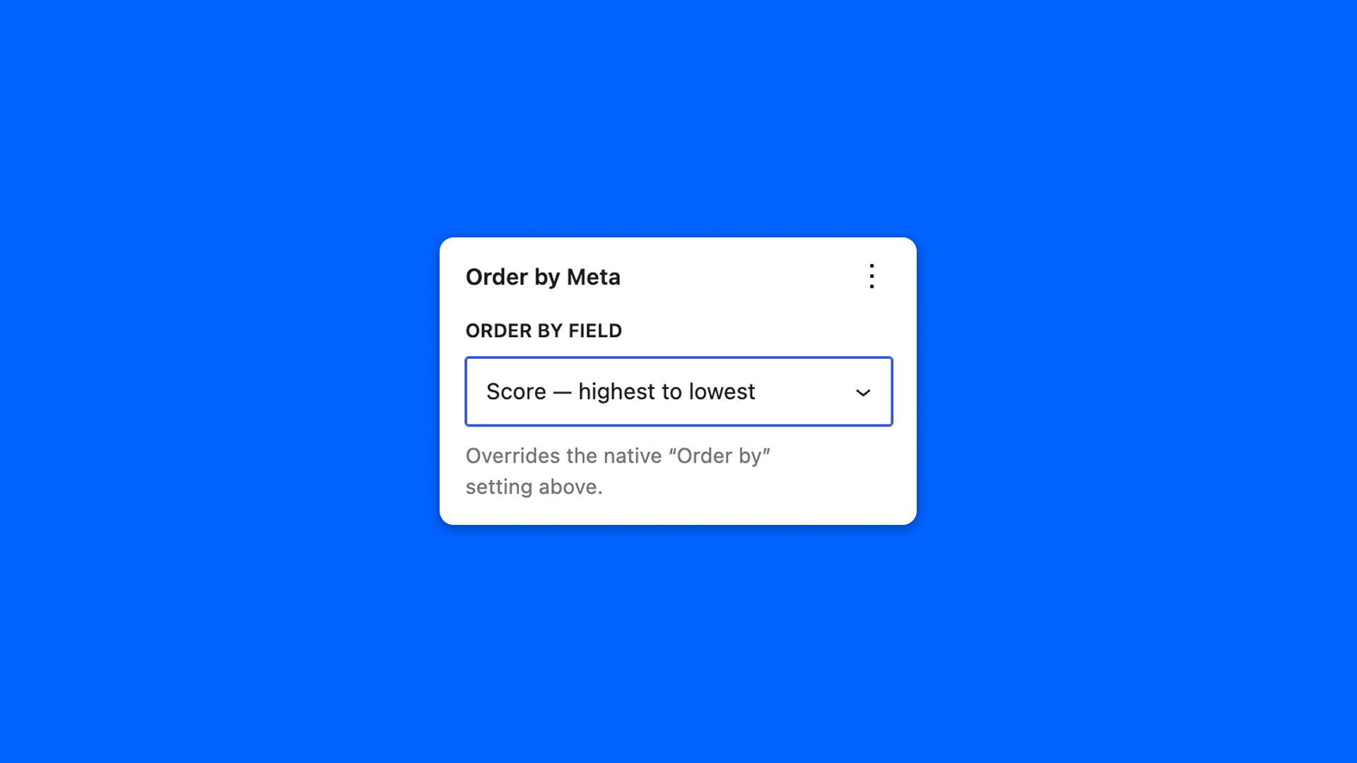 Order by meta value setting