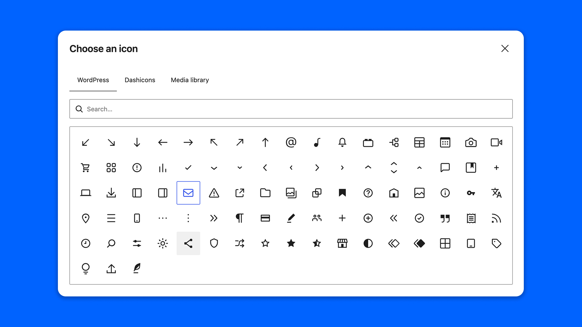 The icon picker in Modern Fields…