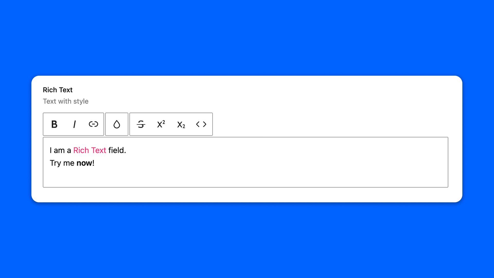 The rich text field with formatted and colored text