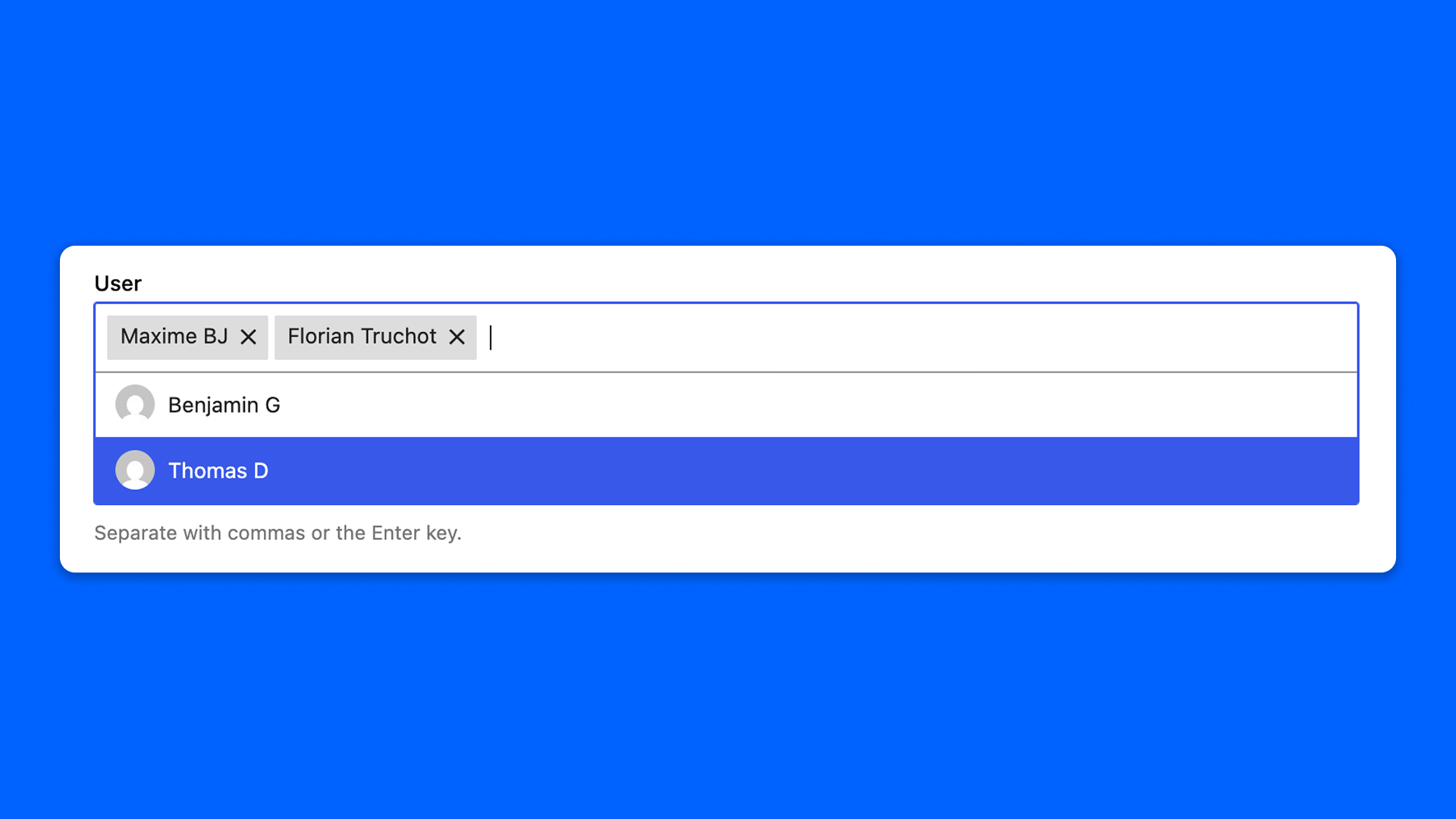 The users selection field in Modern Fields